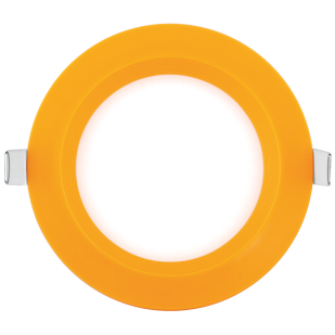 LED panel for building-in, round,  orange frame, 6W, 2700K, 220V-240V AC