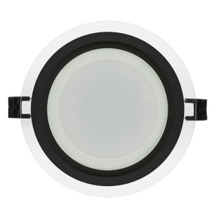 LED стъклен панел за вграждане, кръг, 18W, 4200K, 220-240V AC, IP44, черен ринг