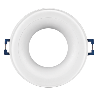 Ceiling downlight frame, round, white, fixed, IP44, aluminium and glass