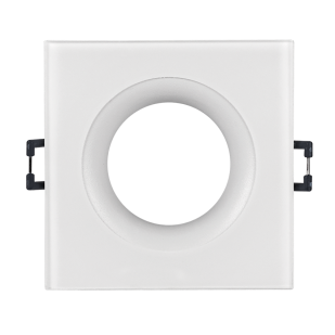 Ceiling downlight frame, square, white, fixed, IP44, aluminium and glass