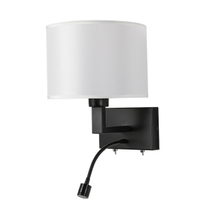 Wall light fixture with lamp shade and build-in LED spot light, E27, max 10W LED/1W, 3000K, IP20, black