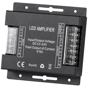 Усилвател за RGBW LED лента, 4x8A, 384W (12V), 12-24V DC