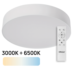 LED димираща CCT плафониера с дистанционно управление, max. 72W, 3000K-6500К